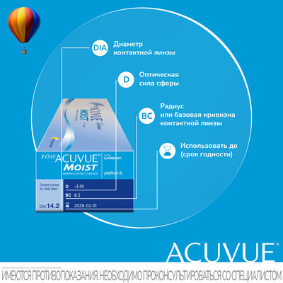 Контактные линзы 1Day Acuvue Moist (30 шт.)